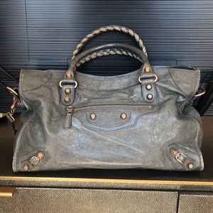 Dark Gray Balenciaga City Leather Bag